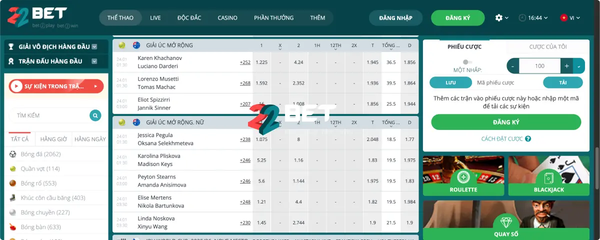 22Bet Dealers Trực Tiếp Và Cược